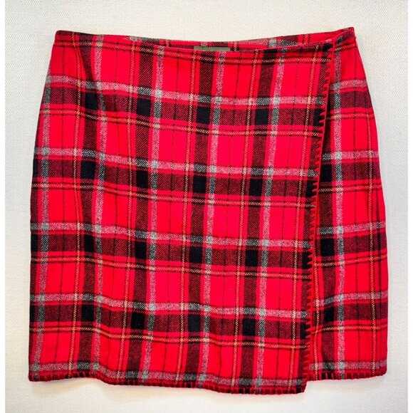 Eddie Bauer Womens Plaid Wool Blend Skirt Size 12 Red Academia - Picture 1 of 9